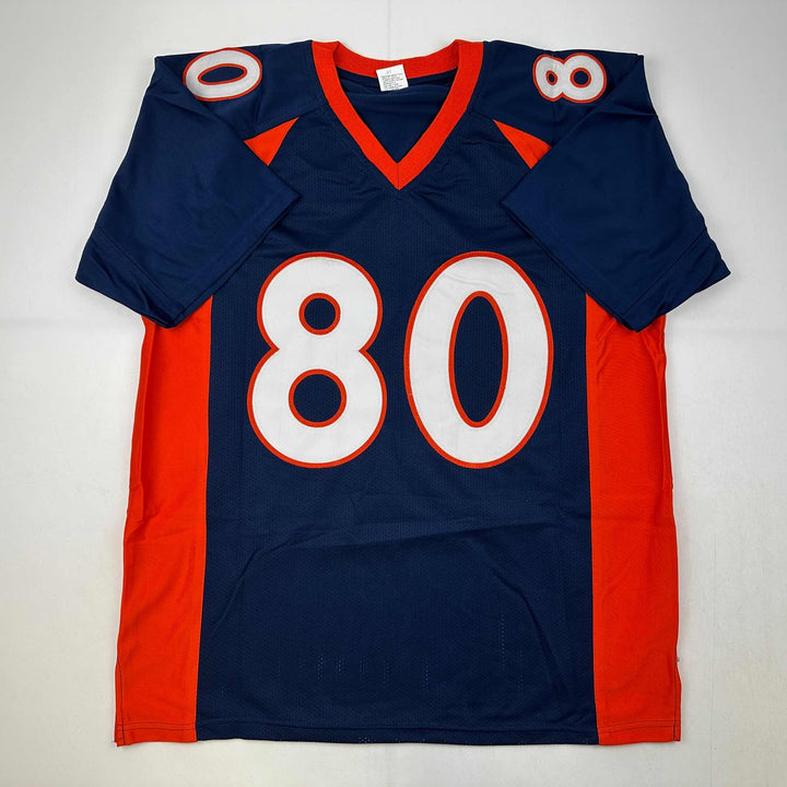 Facsimile Autographed Rod Smith Denver Blue Reprint Jersey Size Men's XL