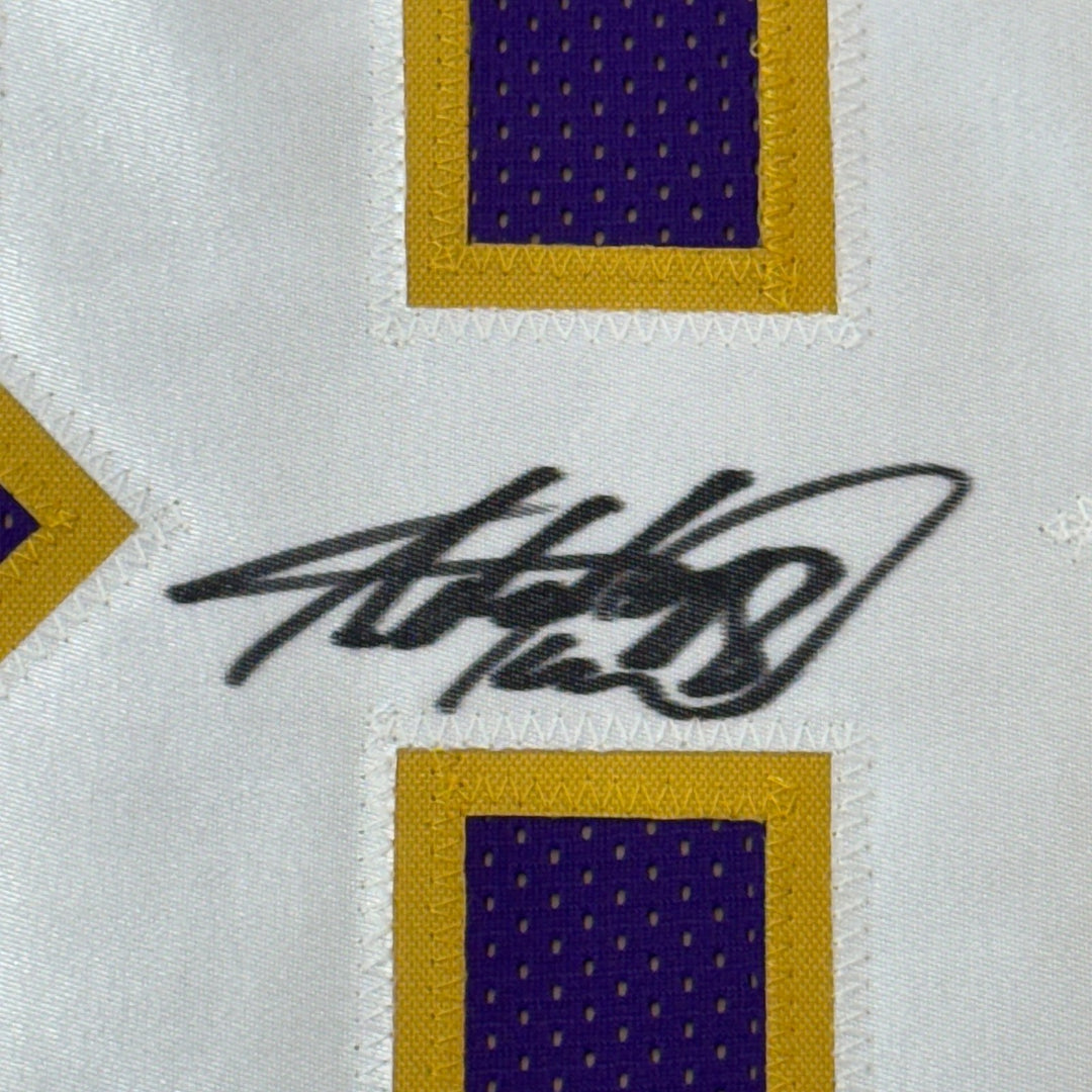 Framed Autographed/Signed Adrian Peterson 33x42 Minnesota Purple Jersey COA