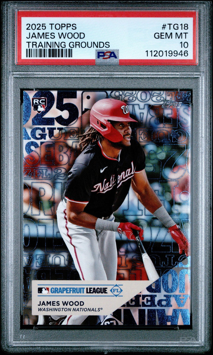 Graded 2025 Topps James Wood #TG18 Training Grounds Rookie RC Card PSA 10 Mint