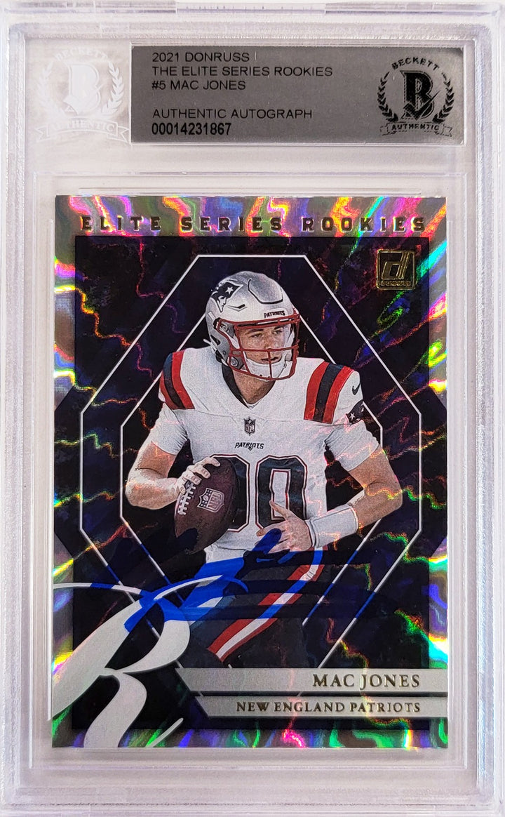 Mac Jones Signed 2021 Panini Donruss Elite Series RC ESR-MJO Patriots Beckett
