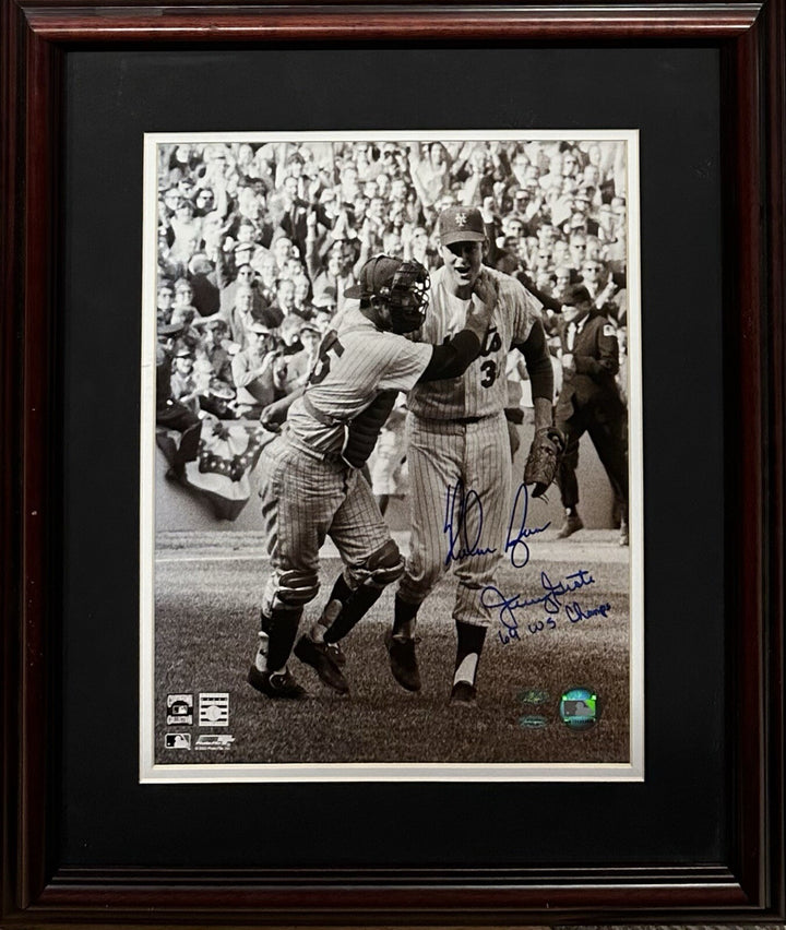 Nolan Ryan Jerry Grote Signed 11x14 Framed Photo Mets 1969 Champs Auto Holo Coa