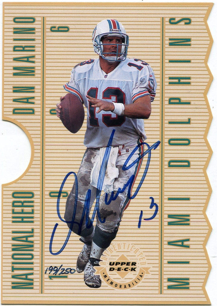Dan Marino 1996 Upper Deck National Hero Jumbo Die Cut AUTO Card NH1 199/250