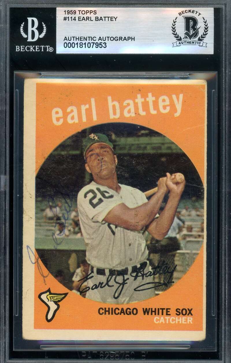 Earl Battey Beckett BAS Vintage Signed 1959 Topps Autograph