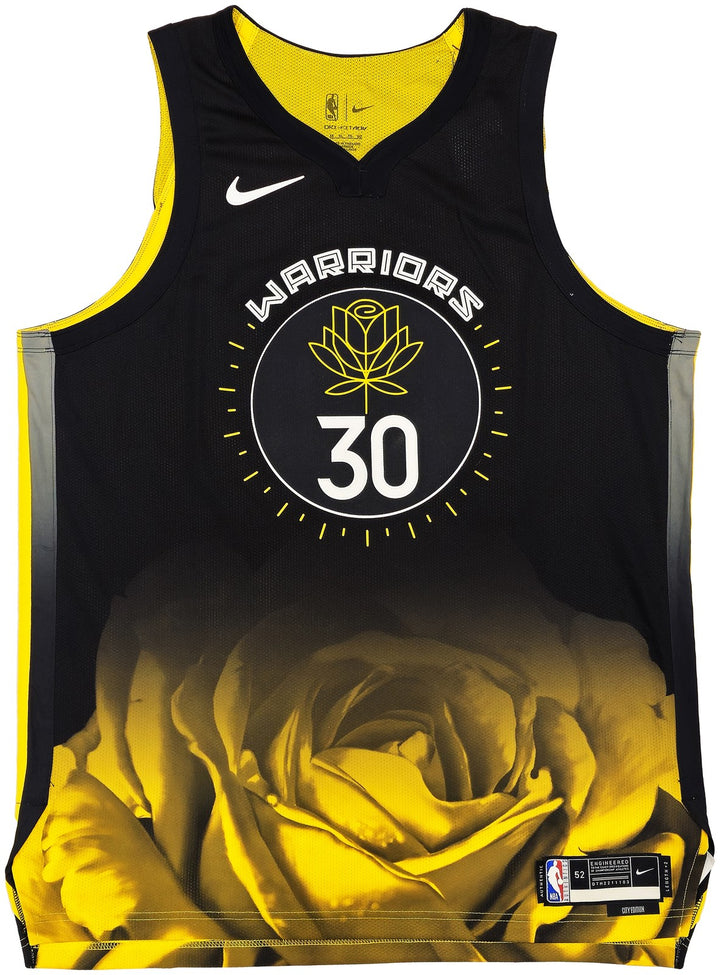 Warriors Stephen Curry Signed Black Nike City Edition Jersey Size 52+2 JSA