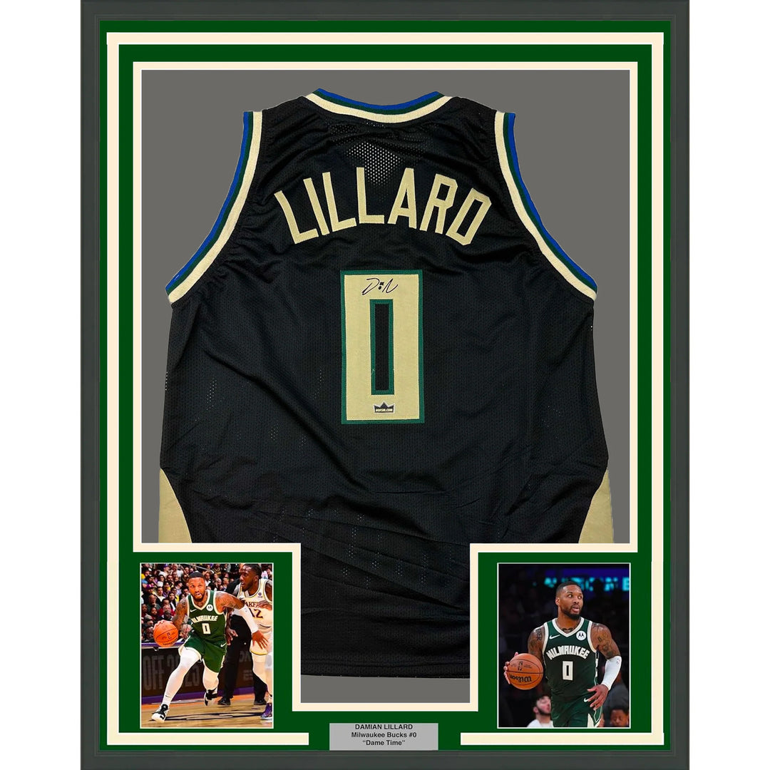 Framed Facsimile Autographed Damian Lillard 33x42 Reprint Laser Auto Jersey