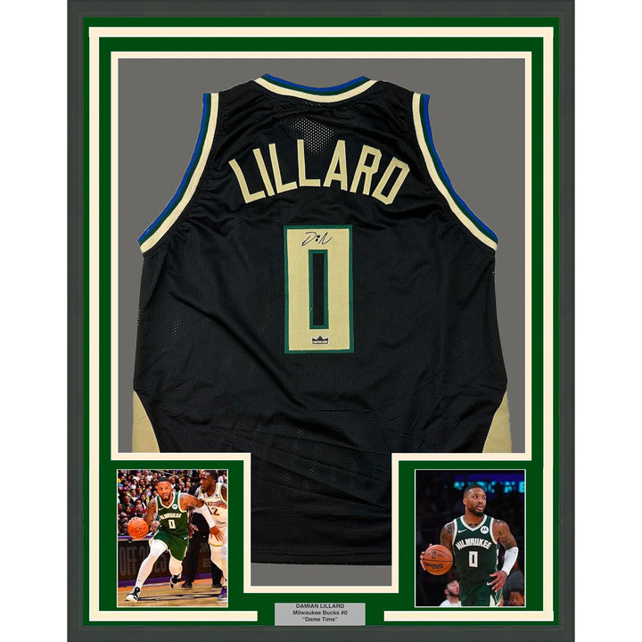 Framed Facsimile Autographed Damian Lillard 33x42 Reprint Laser Auto Jersey