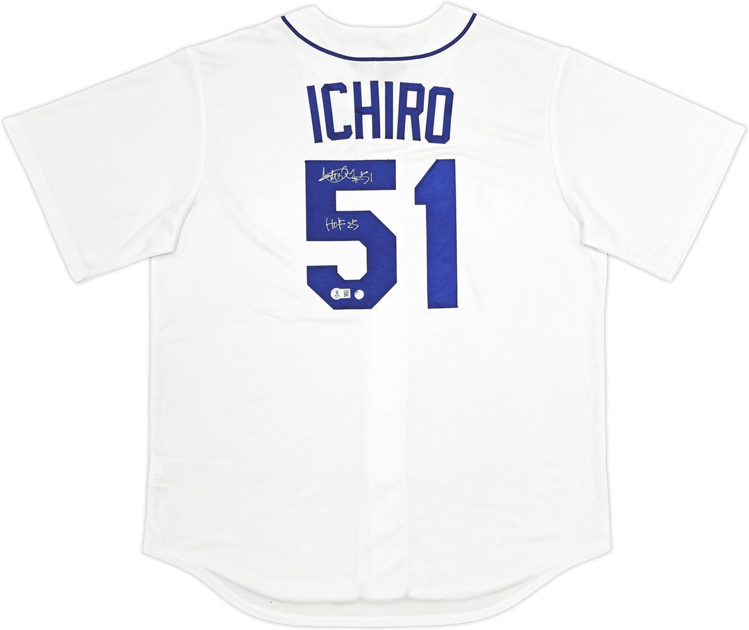 Mariners Ichiro Suzuki Auto White Nike Cooperstown Collect Jersey L HOF 25 BAS
