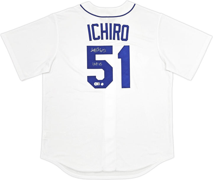 Mariners Ichiro Suzuki Auto White Nike Cooperstown Collect Jersey L HOF 25 BAS