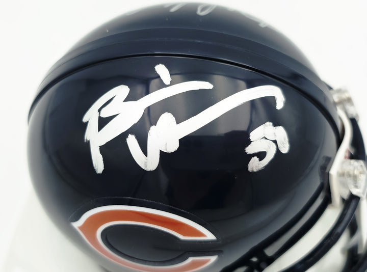 Brian Urlacher & Dan Hampton Signed Bears Blue Mini Helmet Beckett Witness