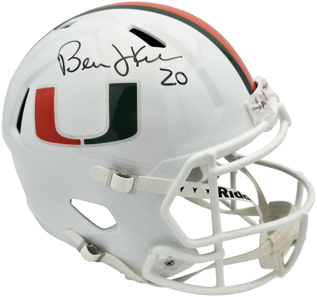 Bernie Kosar Auto Hurricanes White Full Size Speed Replica Helmet JSA Witness