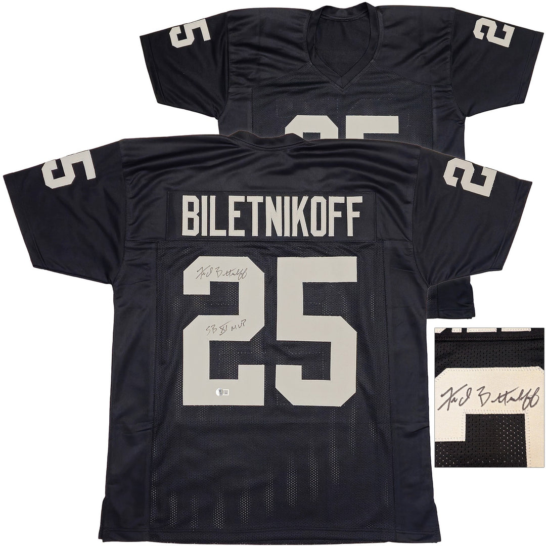 Oakland Raiders Fred Biletnikoff Signed Black Jersey "SB XI MVP" Beckett Witness