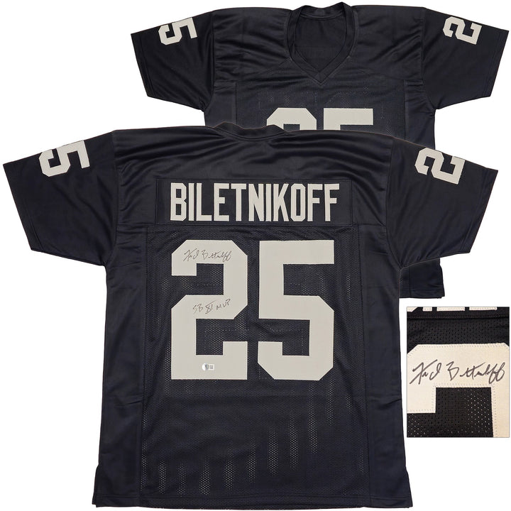 Oakland Raiders Fred Biletnikoff Signed Black Jersey "SB XI MVP" Beckett Witness