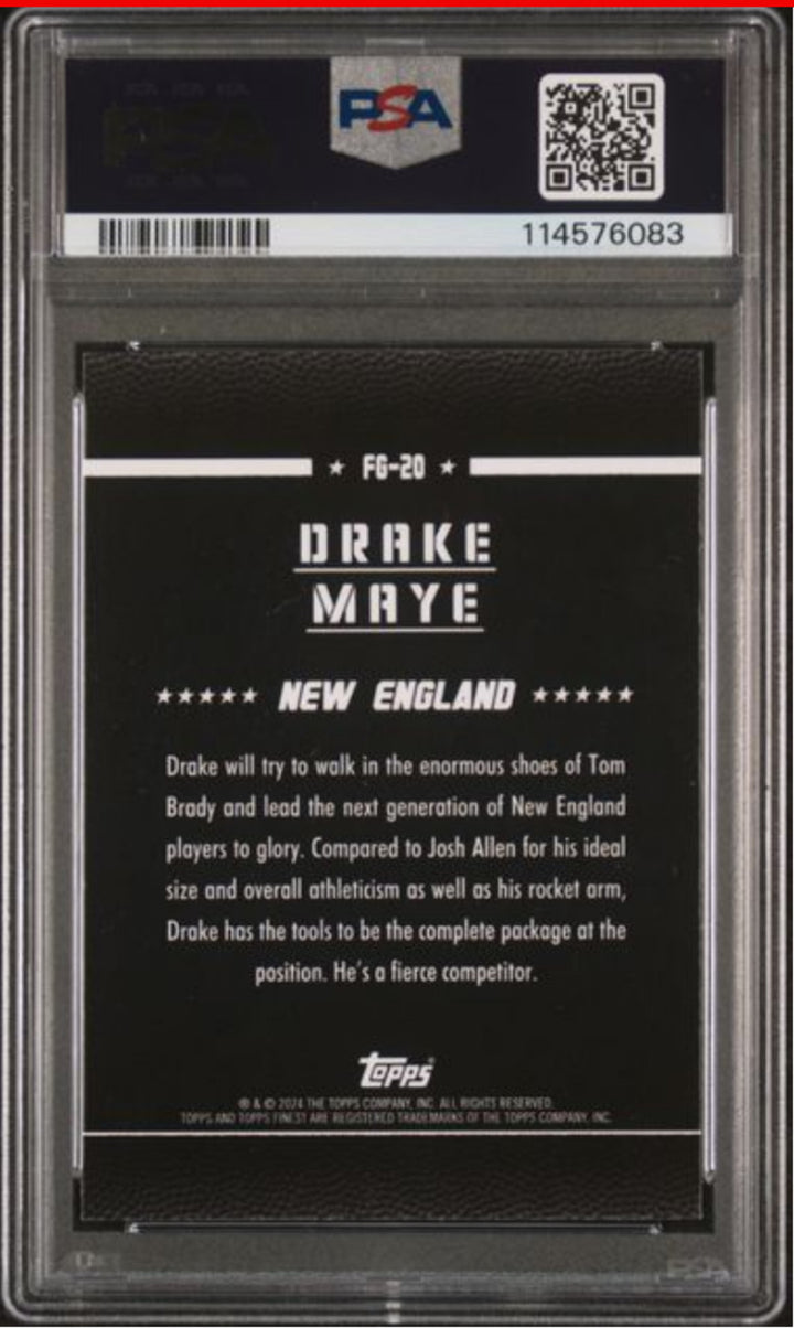 Graded 2024 Topps Finest Drake Maye #FG20 Field Generals Rookie RC Card PSA 10