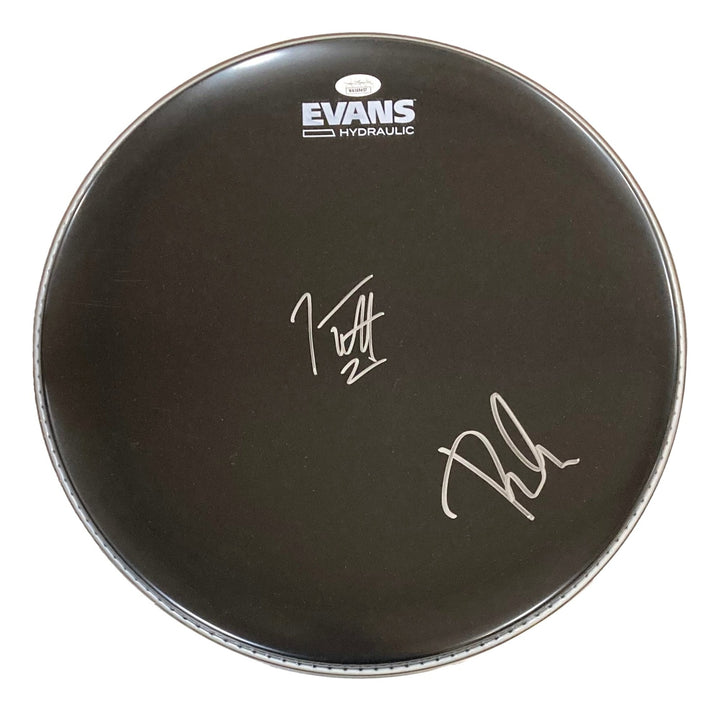 Joe Elliott Phil Collen Def Leppard Signed 15" Black Evans Drum Head JSA ITP