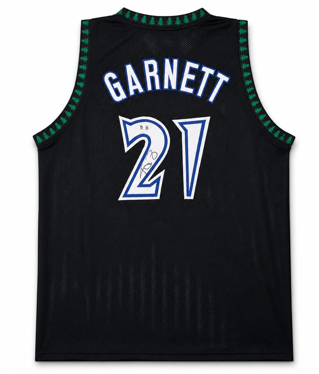 Minnesota Timberwolves Kevin Garnett Signed Black Jersey Beckett BAS Witness