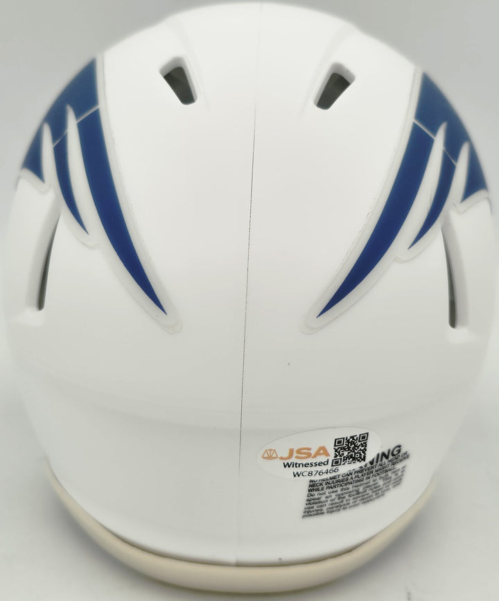 Mike Vrabel Signed Patriots White Rivalries Mini Helmet JSA Witness