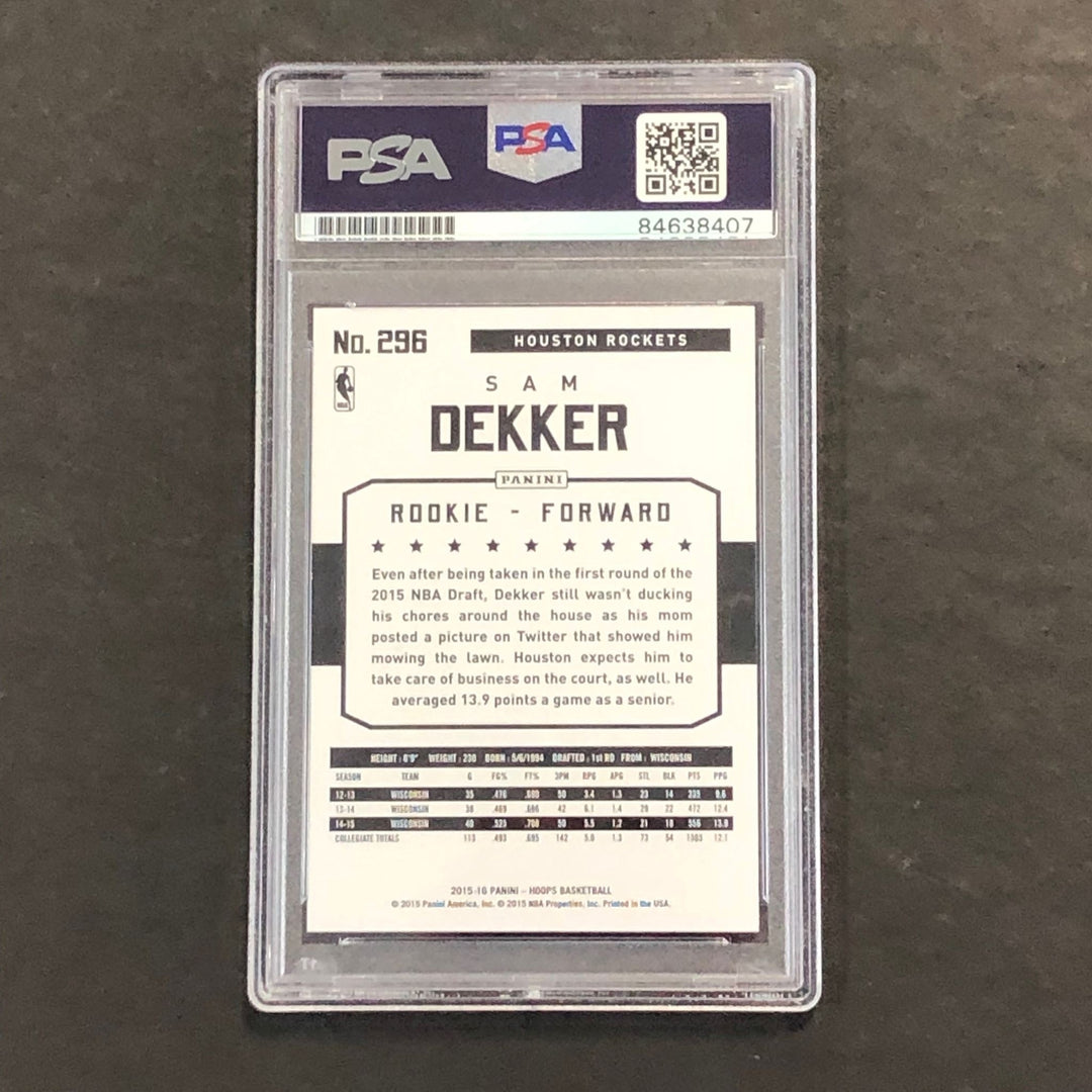 2015-16 NBA Hoops #296 Sam Dekker Signed Card PSA Slabbed RC Rockets