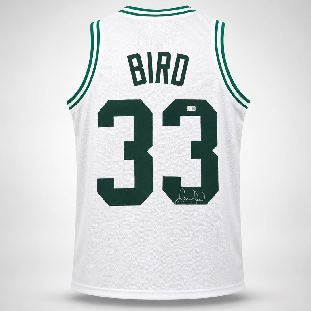 Boston Celtics Larry Bird Signed White Jersey Beckett BAS QR