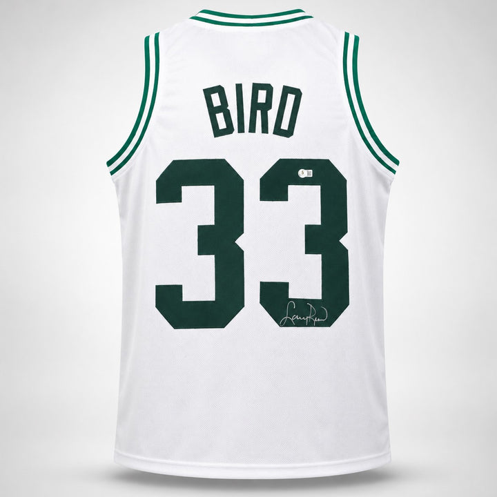 Boston Celtics Larry Bird Signed White Jersey Beckett BAS QR