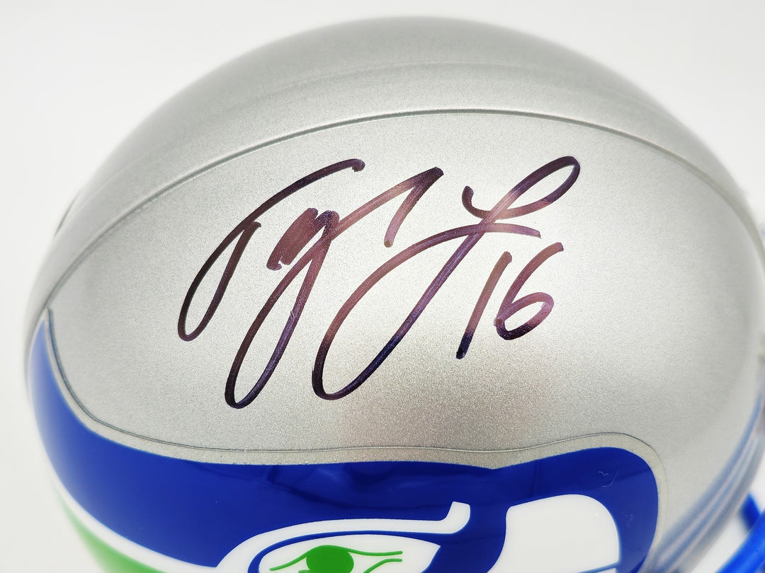 Tyler Lockett Auto Signed Seattle Seahawks Silver Speed Mini Helmet MCS Holo