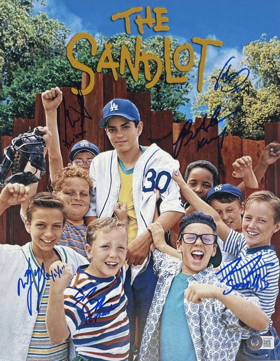 The Sandlot Autographed/Signed 11X14 Photo 6 Sigs Tom Guiry BAS 40481