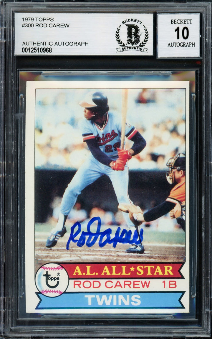 Rod Carew Signed 1979 Topps Card #300 Minnesota Twins Auto GM 10 Beckett