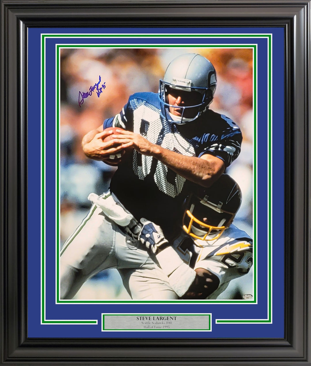 Steve Largent Signed Framed 16x20 Photo Seattle Seahawks "HOF 95" MCS Holo