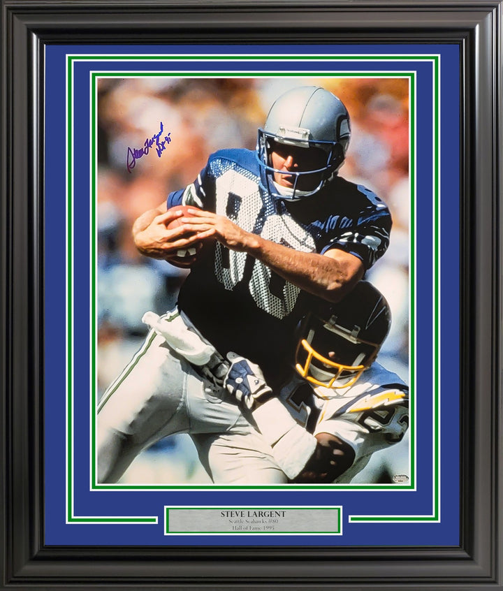 Steve Largent Signed Framed 16x20 Photo Seattle Seahawks "HOF 95" MCS Holo