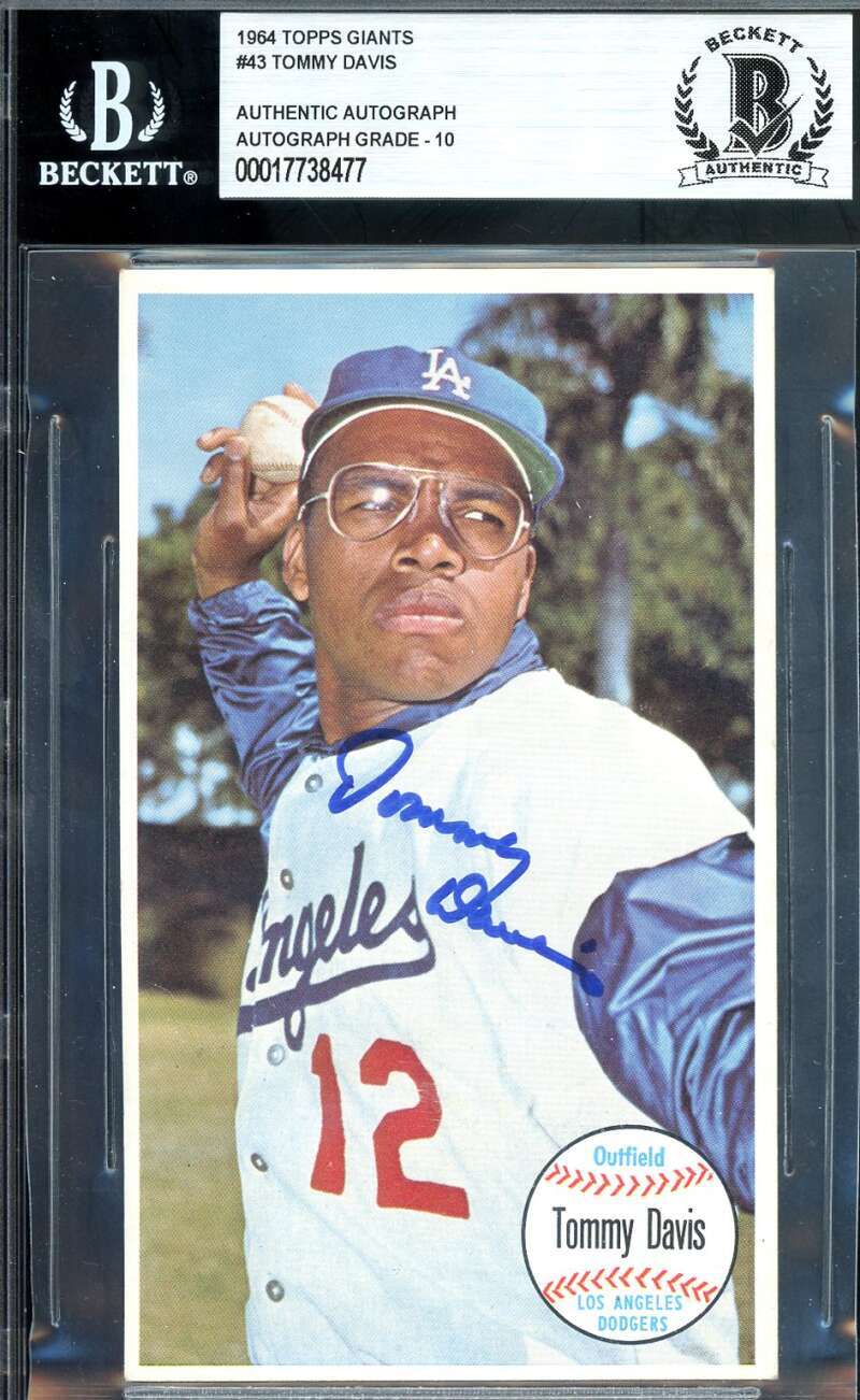 Tommy Davis Gem Mint 10 Beckett BAS Signed 1964 Topps Giants Autographed