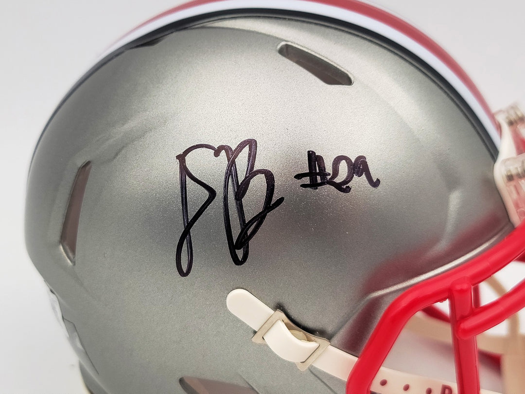 Denzel Burke Signed Ohio State Buckeyes Flash Gray Speed Mini Helmet Beckett