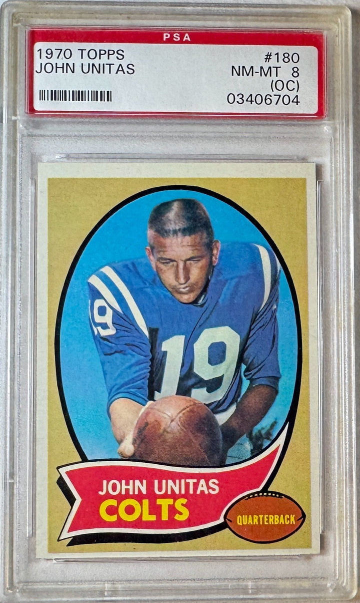 John Unitas 1970 Topps Card #180- PSA Graded 8 (OC) NM-MT (Baltimore Colts/HOF)