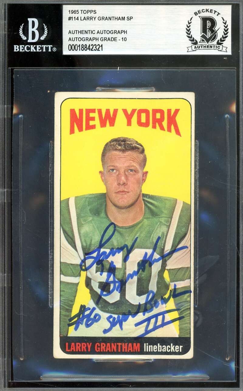 Larry Grantham Gem Mint 10 Beckett BAS Signed 1965 Topps SP Autograph