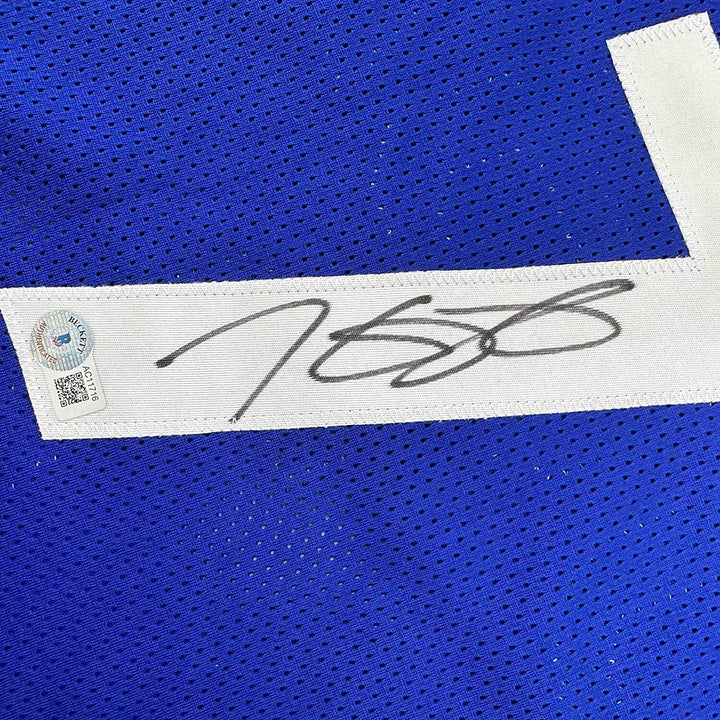 Framed Autographed/Signed Kevin Durant 33x42 USA Olympics Blue Jersey BAS COA