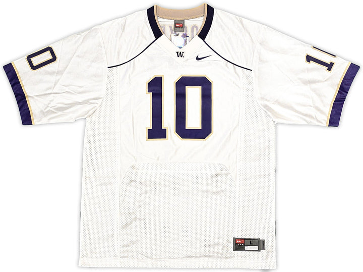 Washington Huskies Jake Locker Signed White Nike Jersey Size L PSA/DNA