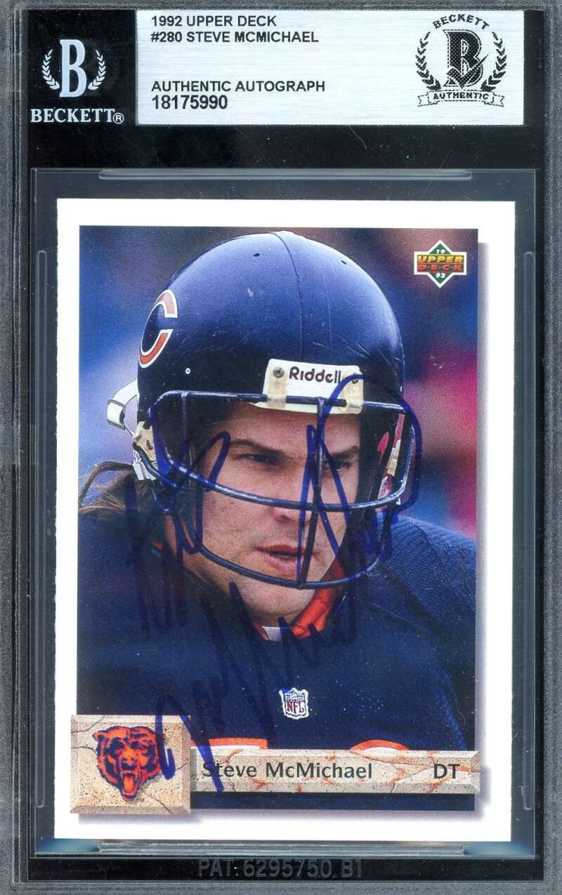 Steve McMichael Beckett BAS Signed 1992 Upper Deck Autograph