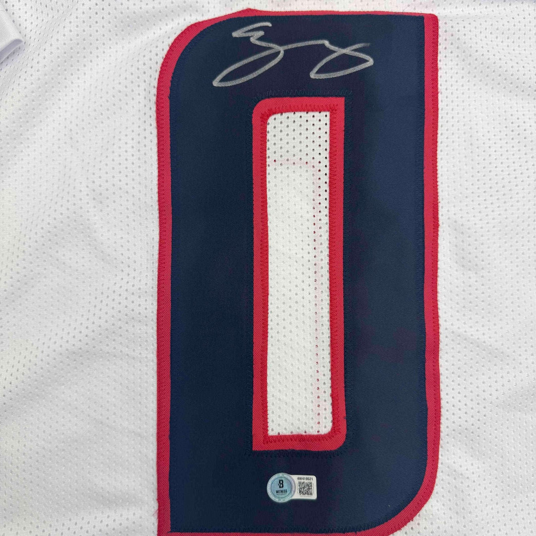Autographed/Signed Azeez Al Shaair Houston White Jersey Beckett BAS COA