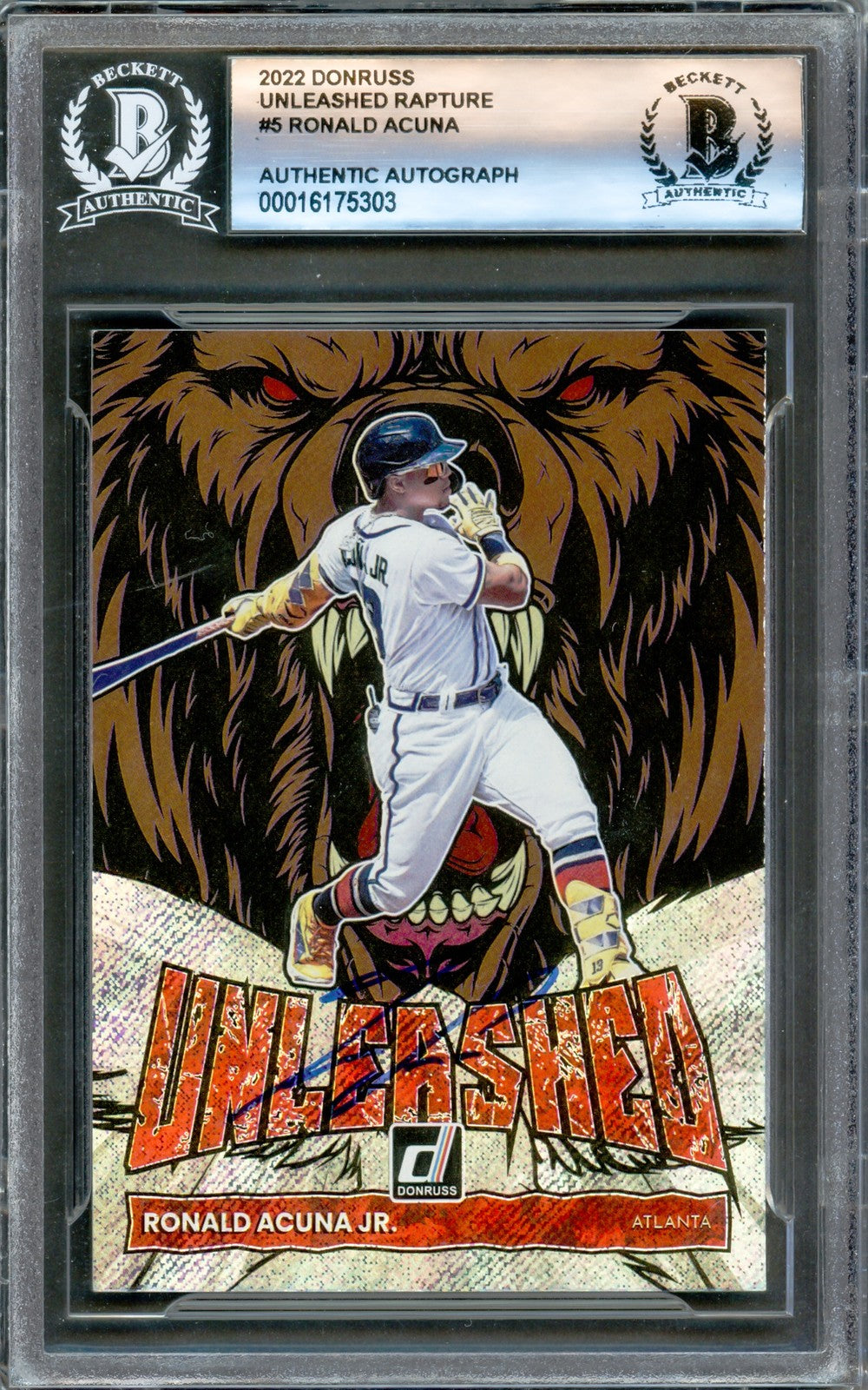 Ronald Acuna Jr. Signed 2022 Donruss Unleashed Card #UL-5 Atlanta Braves Beckett