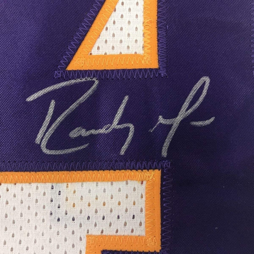 Framed Autographed/Signed Randy Moss 35x39 Minnesota White Jersey JSA COA