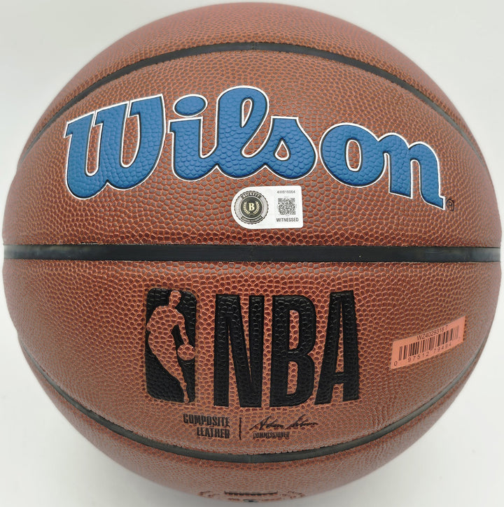 Kevin Garnett Signed Composite Leather Logo Basketball Timberwolves BAS Witness