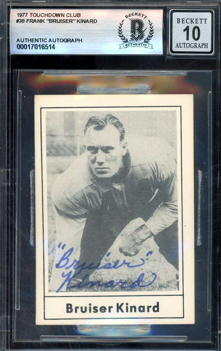 Frank Bruiser Kinard Gem Mint 10 Beckett BAS Signed 1977 Touchdown Club Autograp