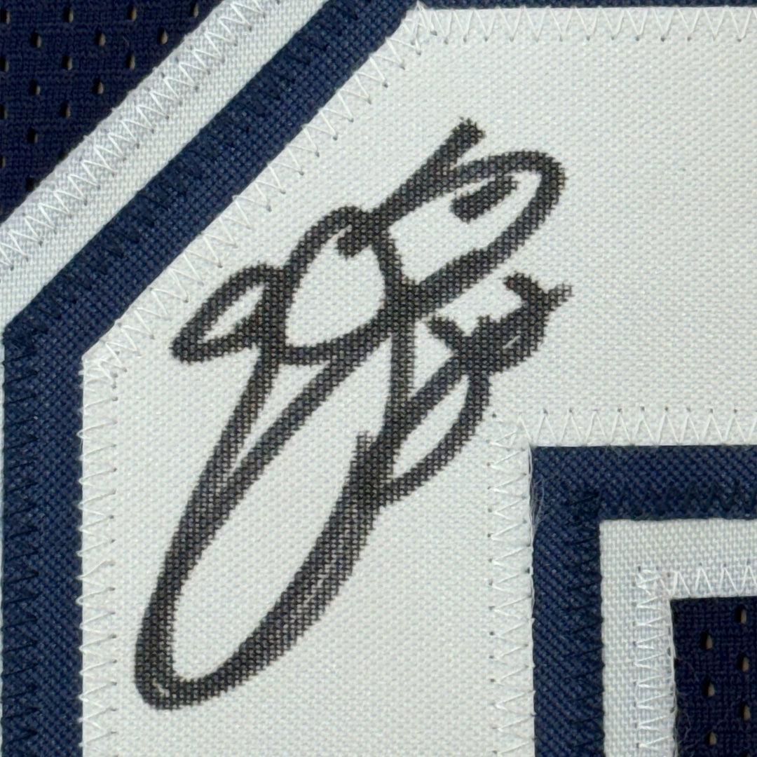 Framed Autographed/Signed Emmitt Smith 33x42 Dallas Blue Jersey BAS COA