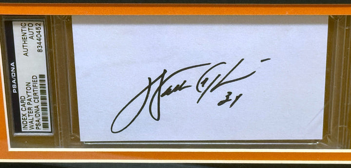 Walter Payton Signed Bears NFL Jersey Display -PSA Slab Cut/Photos Framed 32x36