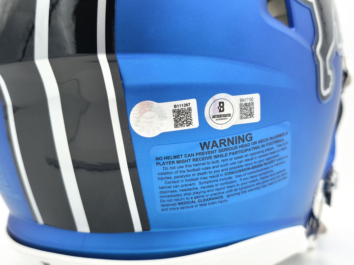 Barry Sanders Auto Lions 2024 Alt Blue Full Size Speed Authentic Helmet Beckett