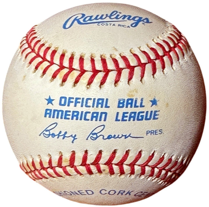 Wilmer Fields signed ROAL Rawlings OFC American League Baseball toned- COA Grays