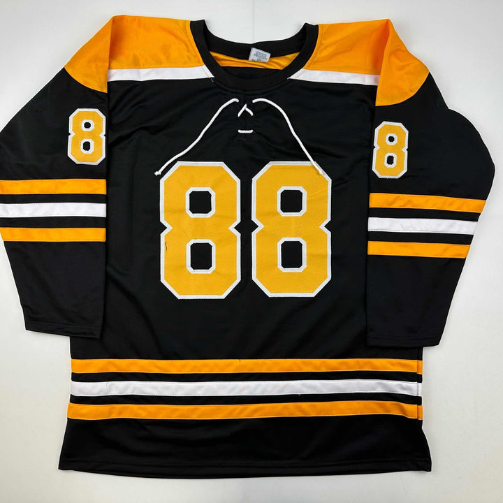 Facsimile Autographed David Pastrnak Boston Black Reprint Auto Jersey Men's XL