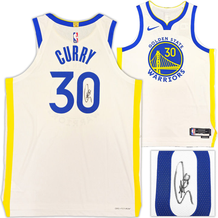 Warriors Stephen Curry Auto White Nike Association Edition Jersey Size 48+2 JSA