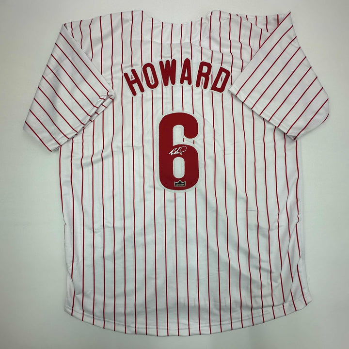 Facsimile Autographed Ryan Howard Philadelphia Pinstripe Reprint Jersey Men's XL