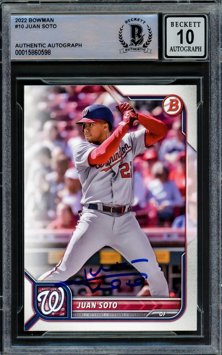 Juan Soto Signed 2022 Bowman Card 10 New York Mets Auto GM 10 Beckett