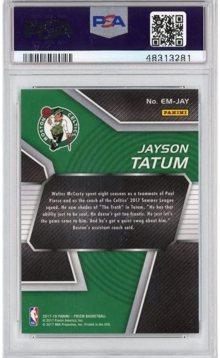 Graded 2017-18 Panini Prizm JAYSON TATUM #EMJAY Emergent Rookie Card PSA 10