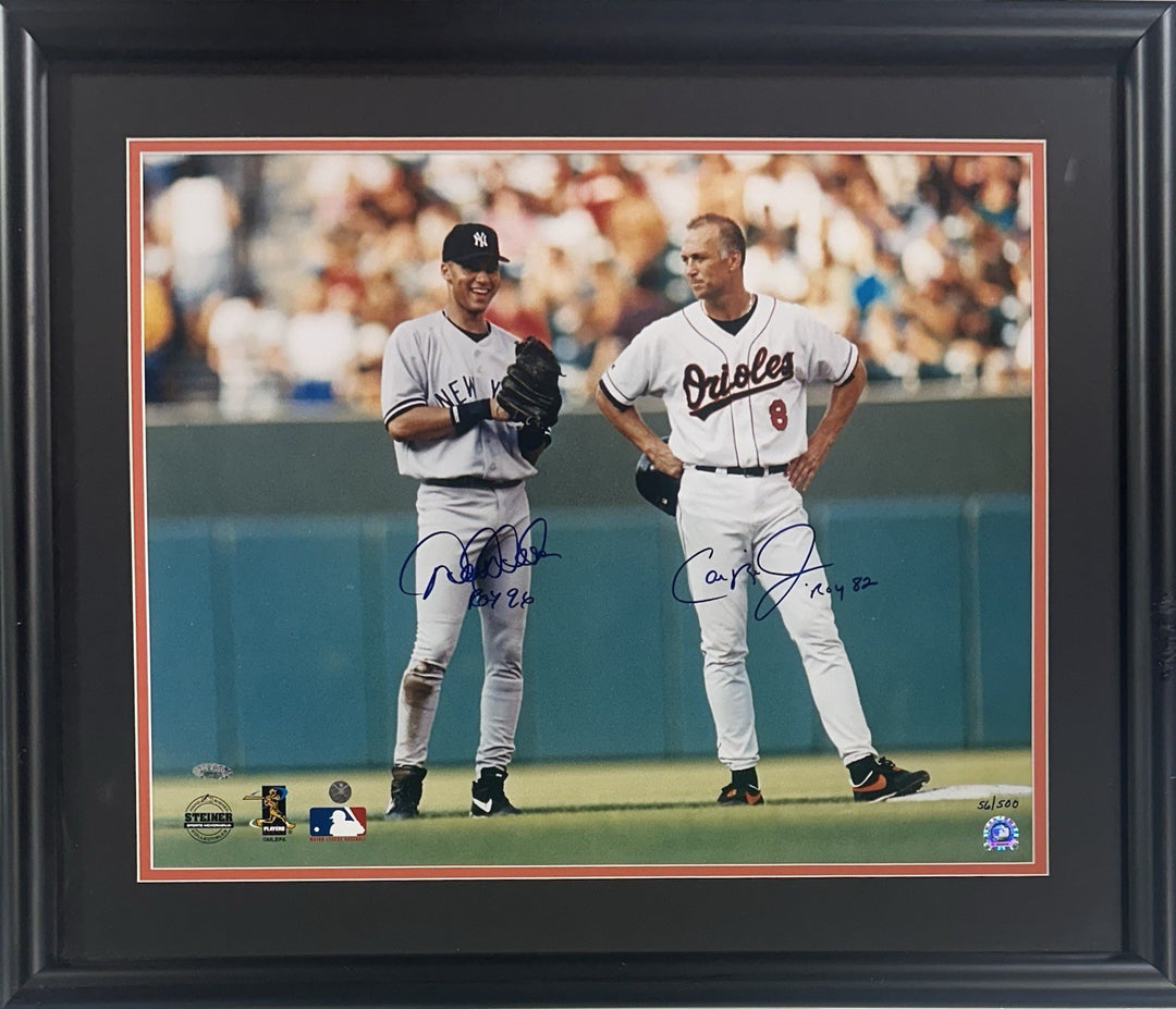 Derek Jeter Cal Ripken Jr Signed 16x20 Framed Photo ROY Auto LE Steiner HOF